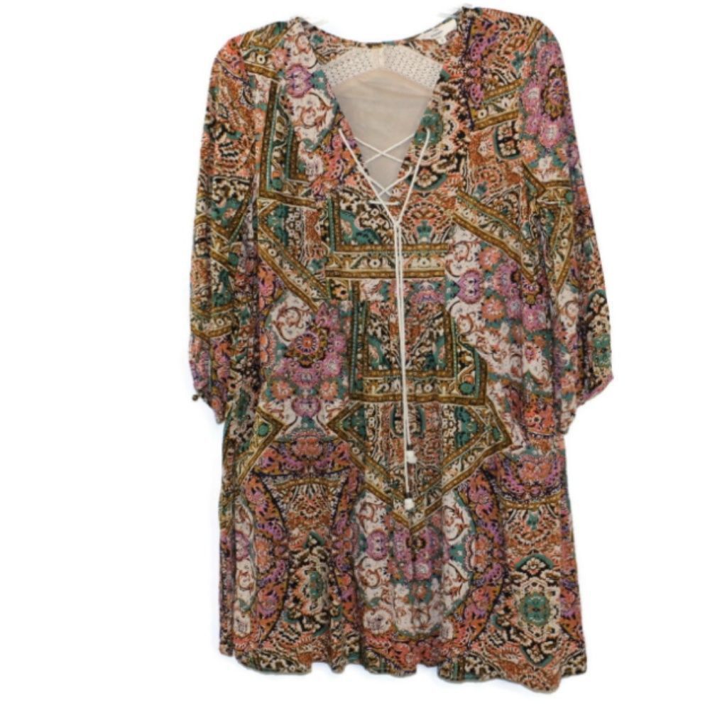 💵 S ENTRO Gypsy Boho Tunic Top Blouse Mini Dress